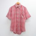 M★古着 アロー 半袖 シャツ メンズ 80年代 80s ボタンダウン 赤他 チェック 26apr03
