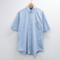 XL★古着 ラルフローレン 半袖 ブランド シャツ メンズ 90年代 90s ワンポイントロゴ TILDEN 大きいサイズ ロング丈 コットン ボタンダウン 薄紺他 ストライプ 26apr03