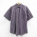XL★古着 キー KEY 半袖 シャツ メンズ 90年代 90s 紫他 ストライプ 26apr09