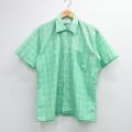 L★古着 マンハッタン 半袖 シャツ メンズ 70年代 70s 薄緑他 チェック 26apr09