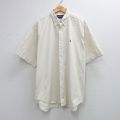 XL★古着 ラルフローレン 半袖 ブランド シャツ メンズ 90年代 90s ワンポイントロゴ 大きいサイズ ロング丈 コットン ボタンダウン 生成り 26apr09