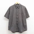 L★古着 バンヒューセン 半袖 シャツ メンズ コットン ボタンダウン 茶他 チェック 26apr11