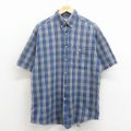 XL★古着 エディーバウアー 半袖 シャツ メンズ 00年代 00s コットン ボタンダウン 薄紺他 チェック【spe】 26apr11