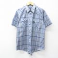 XL★古着 ラングラー 半袖 ウエスタン シャツ メンズ 80年代 80s USA製 薄紺他 チェック 26apr13