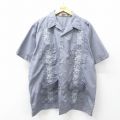XL★古着 半袖 キューバ シャツ メンズ 80年代 80s グレー 26apr13
