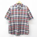 XL★古着 ランズエンド 半袖 シャツ メンズ 00年代 00s 大きいサイズ ロング丈 コットン ボタンダウン 紺他 チェック 26apr13