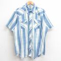 XL★古着 リー Lee 半袖 ウエスタン シャツ メンズ 80年代 80s 大きいサイズ 紺他 チェック 26apr14