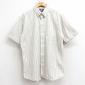 XL★古着 半袖 シャツ メンズ オックスフォード ボタンダウン ベージュ他 ストライプ 26apr14