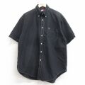 XL★古着 トミーヒルフィガー 半袖 ブランド シャツ メンズ 90年代 90s ワンポイントロゴ 大きいサイズ コットン ボタンダウン 黒 26apr14