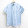 XL★古着 半袖 シャツ メンズ 00年代 00s オックスフォード 大きいサイズ ロング丈 ボタンダウン 薄紺 26apr14