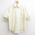 XL★古着 シアーズ 半袖 シャツ メンズ 80年代 80s 薄黄 ストライプ 26apr14