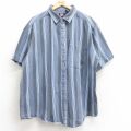 XL★古着 FADED GLORY 半袖 シャツ メンズ 00年代 00s 大きいサイズ コットン 紺他 ストライプ 26apr14