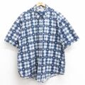 XL★古着 半袖 シャツ メンズ 00年代 00s 総柄 大きいサイズ コットン ボタンダウン 紺他 チェック 26apr14