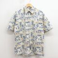 XL★古着 ピエールカルダン 半袖 ブランド シャツ メンズ 90年代 90s 魚 コットン ベージュ他 26apr15