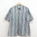 XL★古着 ピエールカルダン 半袖 ブランド シャツ メンズ 90年代 90s 総柄 コットン 紺他 26apr15