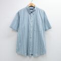 XL★古着 バンヒューセン 半袖 シャツ メンズ 90年代 90s 大きいサイズ ボタンダウン 薄紺他 チェック 26apr16