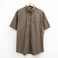 XL★古着 バンヒューセン 半袖 シャツ メンズ ボタンダウン 茶他 チェック 26apr16