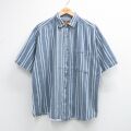 XL★古着 FADED GLORY 半袖 シャツ メンズ 90年代 90s 大きいサイズ コットン 紺他 ストライプ 26apr16