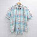 XL★古着 半袖 シャツ メンズ 90年代 90s 大きいサイズ 薄紺他 チェック 26apr16