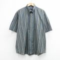 XL★古着 バンヒューセン 半袖 シャツ メンズ 大きいサイズ ボタンダウン 紺他 ストライプ 26apr16