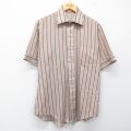 L★古着 バンヒューセン 半袖 シャツ メンズ 80年代 80s 茶他 ストライプ 26apr16