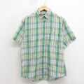 L★古着 半袖 シャツ メンズ 80年代 80s ボタンダウン 緑他 チェック 26apr17