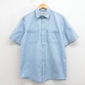 XL★古着 エルエルビーン 半袖 シャツ メンズ 00年代 00s コットン 薄紺 26apr17