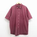 XL★古着 エディーバウアー 半袖 シャツ メンズ 00年代 00s 大きいサイズ ロング丈 コットン エンジ チェック 26apr17