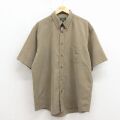 XL★古着 半袖 シャツ メンズ ボタンダウン ベージュ 26apr17