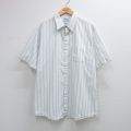 XL★古着 アロー 半袖 シャツ メンズ 90年代 90s 大きいサイズ USA製 白他 ストライプ 26apr21