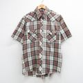 XL★古着 ラングラー 半袖 ウエスタン シャツ メンズ 80年代 80s ベージュ他 チェック 26apr21
