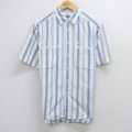 M★古着 ドッカーズ 半袖 シャツ メンズ 90年代 90s ワンポイントロゴ コットン 白他 ストライプ 26apr22