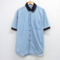 XL★古着 半袖 シャツ メンズ 90年代 90s コットン USA製 薄紺 デニム他 26apr22
