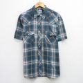 XL★古着 ベーシックエディションズ 半袖 ウエスタン シャツ メンズ 90年代 90s 大きいサイズ 緑他 チェック 26apr22