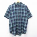 XL★古着 キー KEY 半袖 シャツ メンズ 90年代 90s ボタンダウン 紺他 チェック 26apr22