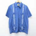 XL★古着 HABAND 半袖 キューバ シャツ メンズ 90年代 90s 薄紺 26apr22