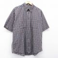 XL★古着 バンヒューセン 半袖 シャツ メンズ 大きいサイズ エンジ他 チェック 26apr22