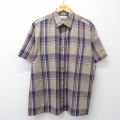 XL★古着 アロー 半袖 シャツ メンズ 90年代 90s 大きいサイズ 茶他 チェック 26apr22