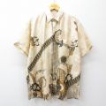 L★古着 半袖 シャツ メンズ 総柄 ベージュ系他 26apr22