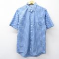 M★古着 半袖 シャツ メンズ 90年代 90s ボタンダウン USA製 薄紺他 ストライプ 26apr22