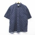 XL★古着 半袖 シャツ メンズ 00年代 00s 総柄 大きいサイズ コットン ボタンダウン 紺他 26apr24