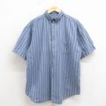 XL★古着 ルート66 半袖 シャツ メンズ 00年代 00s コットン ボタンダウン 紺他 ストライプ 26apr25