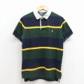 M★古着 ラルフローレン 半袖 ブランド ラガー シャツ メンズ 90年代 90s ワンポイントロゴ 鹿の子 コットン 濃紺他【spe】 26apr25