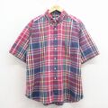 XL★古着 ドッカーズ 半袖 シャツ メンズ 90年代 90s 大きいサイズ コットン ボタンダウン 濃紺他 チェック【spe】 26apr27