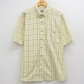 XL★古着 ELY 半袖 シャツ メンズ 90年代 90s 大きいサイズ ロング丈 ボタンダウン 黄他 チェック 26apr27