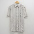 L★古着 半袖 シャツ メンズ 90年代 90s USA製 薄ベージュ他 ストライプ 26apr27