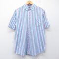 XL★古着 半袖 シャツ メンズ 90年代 90s ボタンダウン 薄紺他 ストライプ 26apr28