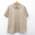 XL★古着 G.H.BASS 半袖 シャツ メンズ シアサッカー 薄緑他 チェック 26apr28