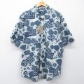 XL★古着 ビューグルボーイ 半袖 シャツ メンズ 00年代 00s 総柄 デッドストック ボタンダウン 薄紺【spe】 26apr28