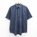 XL★古着 バンヒューセン 半袖 シャツ メンズ 00年代 00s ボタンダウン 濃紺他 チェック 26apr28